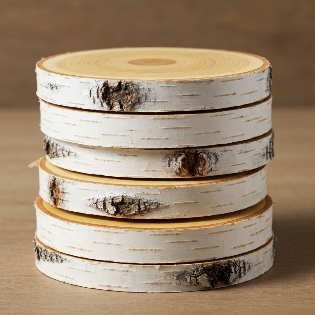 Стопка шлифованных берёзовых спилов