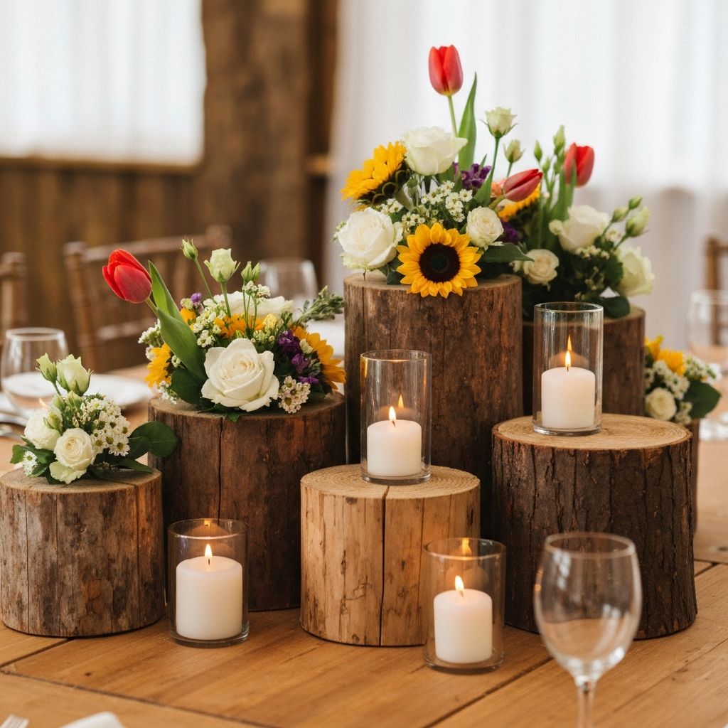 Пеньки в свадебном декоре